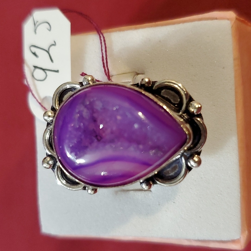 Onyx Druzy 925 sliver ring